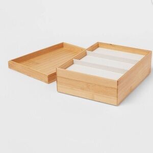 NWT Bright room Bamboo Drawer Organizer with Removable Tray - Natural set of 4